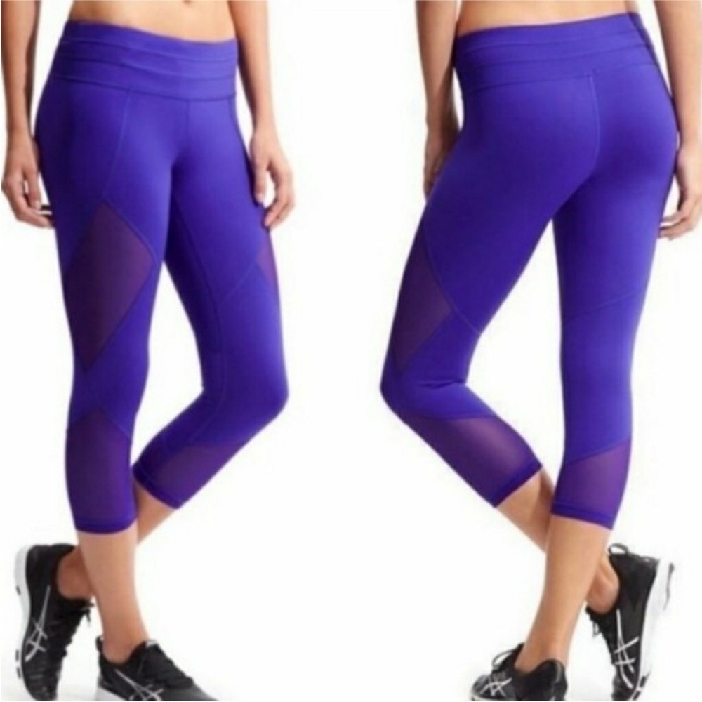 Athleta Mesh Sonar Capri Legging-Size XL-Purple-Gym/Training/Running